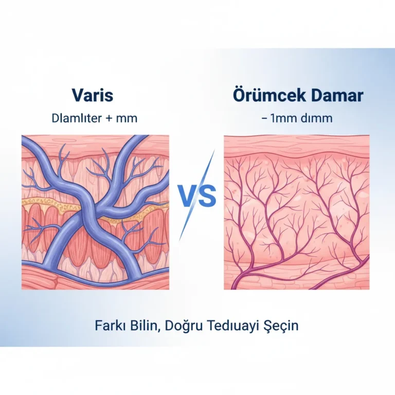 Varis ve örümcek damar karşılaştırması - anatomik farklar tıbbi illüstrasyon