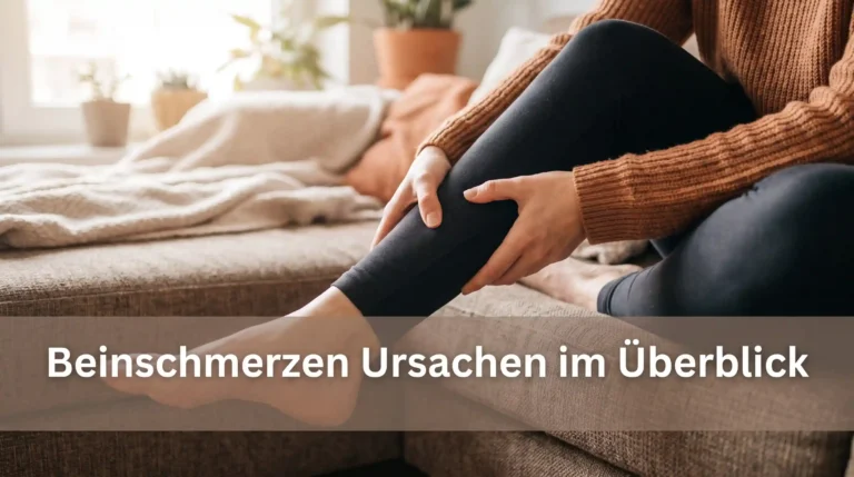 Person massiert schmerzenden Wadenmuskel zuhause, Symbolbild für Ursachen von Beinschmerzen